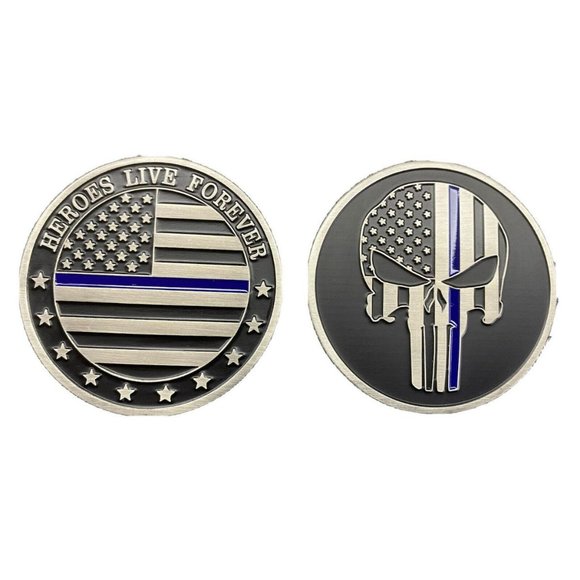 Punisher with the Thin Blue Line Challenge Coin - Picture 1 of 1